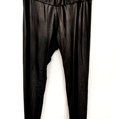 SHEIN SXY Plus Wide Waistband Leather Look Legging Black Size 1XL (14)  #16062
