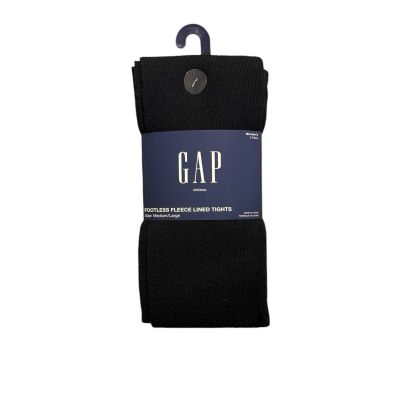 Black FLEECE Lined Footless TIGHTS Womens M / L  NEW Gap Originals 2 Pr