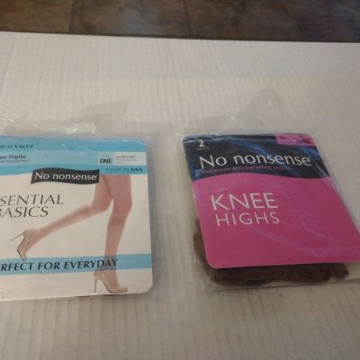 3 Pairs Women's Knee Highs Sun Tan/Tan No Nonsense Brand Size ONE NIP!