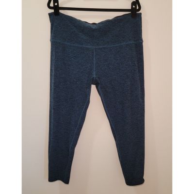 Beyond Yoga Blue Black Heathered Spacedye Cropped Legging Size 3X