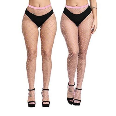 EVERSWE High Waist Fishnet Tights Thigh High Suspender Stockings PIN-LM SM