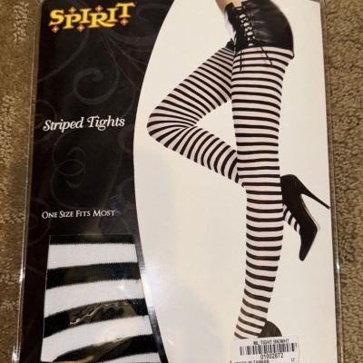 SPIRIT OF HALLOWEEN Black and White STRIPED Tights ~ NIP ~ One Size Fits Most