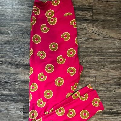 Lula Roe TC2 Pink Leggings With Donuts -- So cute! Women's Plus Size