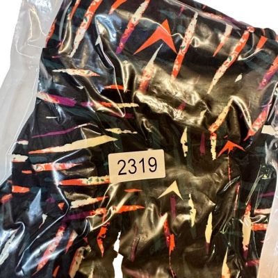 LuLaRoe Black Multicolor Abstract Stripe Slash Pattern Women's Leggings One Size