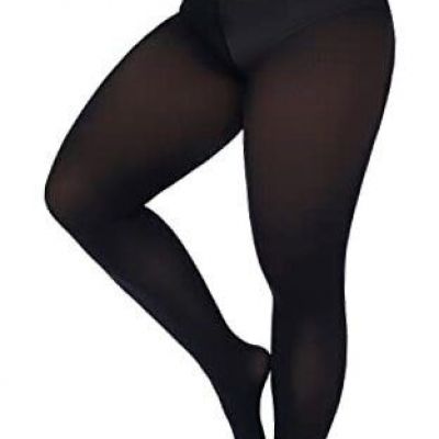 Plus Size Tights for Women 80D Soft Solid Color Semi 3X-Large 1 Pair-black