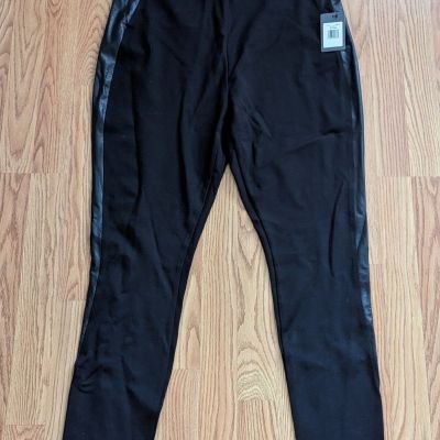 NWT Lysse Black Ponte Leather Side Panel Leggings Pull On Size 1X