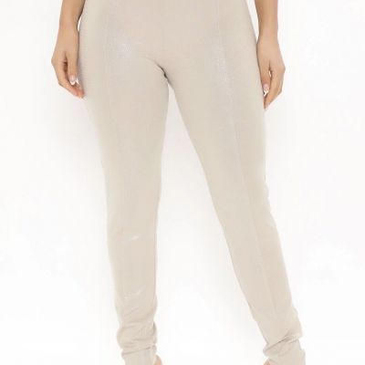 Fashion Nova On My Mind Croc Tan Leggings Medium Stretchy High Waisted