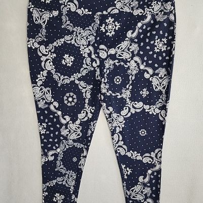 Terra & Sky High Rise Fitted Leggings Size 3X Blue White 24W - 26W