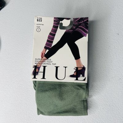 HUE Super Opaque Footless Tights Control Top Oregano 1 Pair Womens Size 1