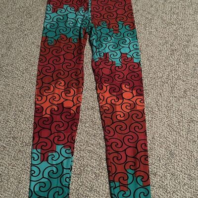 LuLaRoe Leggings One size Red/Teal Brand New