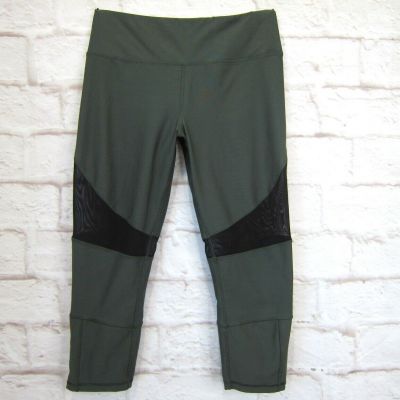 RBX WOMEN'S MESH PANEL Hi Rise LEGGINGS Army Green/Black Zippered Hems sz Large