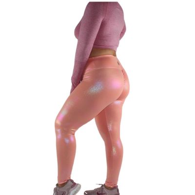 Shiny Pink Leggings. Bum-Lifting, Extreme Stretch, Flattering, High-Waisted.