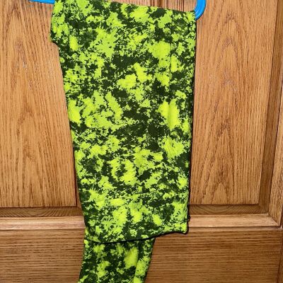 Lularoe TC2 Leggings Tie Dye Splatter Tall Curvy 2 Green Olive Army #274