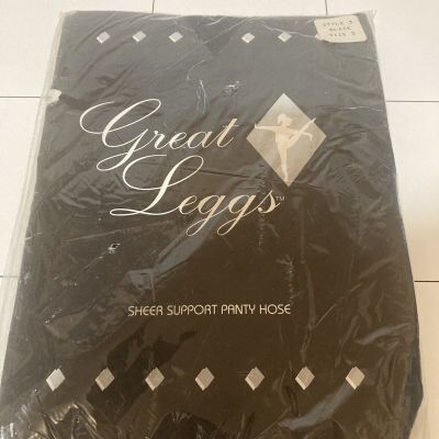 Great leggs sheer support pantyhose black size 3 style 3