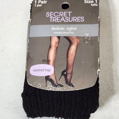 Secret Treasures Women's Fashion Tights Textured Black Size 1 NEW