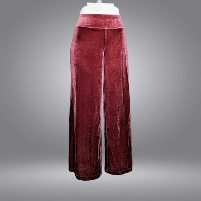 Belle by Kim Gravel Women's Petite Leggings 10P Velvet Palazzo Pant Red A624934