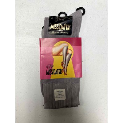 NEW JUDI ROSEN MISS DATER Vintage Knee High Ribbed Socks One Size Grey