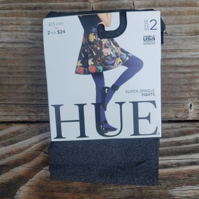 HUE Super Opaque Tights - Graphite Heather - Size 2