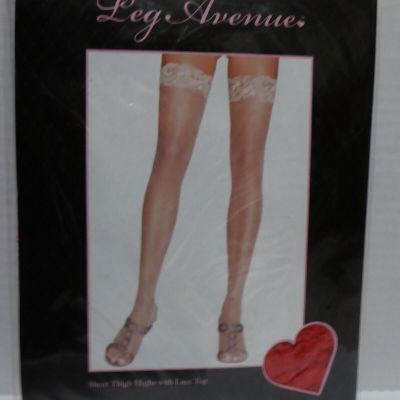 Leg Avenue One Size Nylon Thigh Highs Lace Top Garter Stockings RED