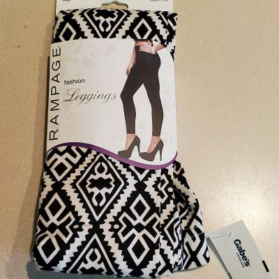 Rampage Fashion Leggings M/L Black & White Design RN #105616 (NEW)