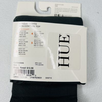 HUE Cobblestone Gray Opaque Tights Womens Size 1- 2 Pair New