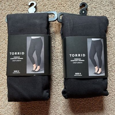 TORRID Size 0 BLACK CROP LEGGING LOT OF 2 NWT