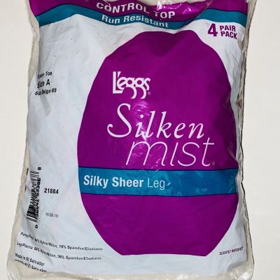 4 Legg’s A Silken Mist Silky Sheer CONTROL TOP Run Resistant Sheer Toe SUN BEIGE