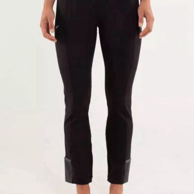 LULULEMON ATHLETICA Runnin With My Homies Pant Size 10 Black And Teal  Leggings