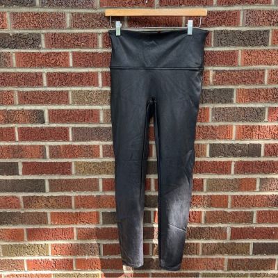 SPANX Black High Waisted Leather Like Leggings Pants