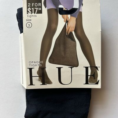 HUE Tights Opaque Size 3 Navy Opaque Macy's L LARGE Nylon Spandex Dark Blue