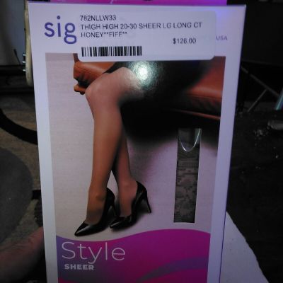 SIGVARIS Sheer Thigh High Stockings SZ LL Honey Lace Top 20-30 BRAND NEW SEALED