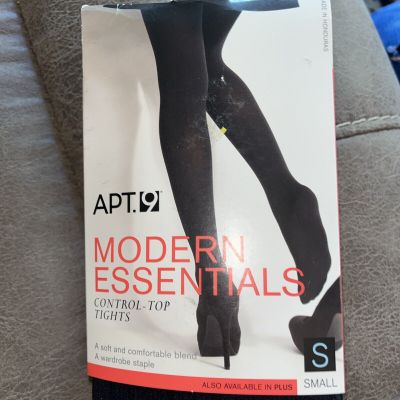 NEW women APT 9 modern essentials CONTROL-TOP black tie TIGHTS size: SMALL