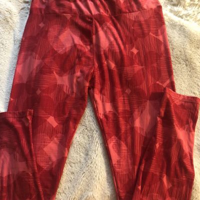 LuLaRoe Tall Curvy Leggings New Womens Lg Red/pink/hearts Pants Pajamas 32” W.