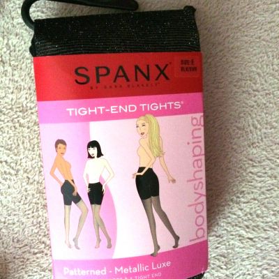 Spanx sz E  Patterend Black & Silver Metallic Luxe Body Shaping Tights # 398 NWT