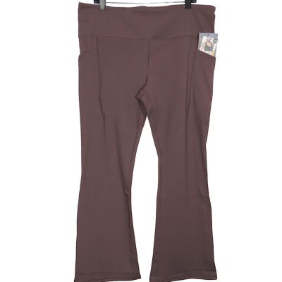 Avia Women's Active Pants Purple Granite Flare Leggings -Pockets- Plus Size 1X