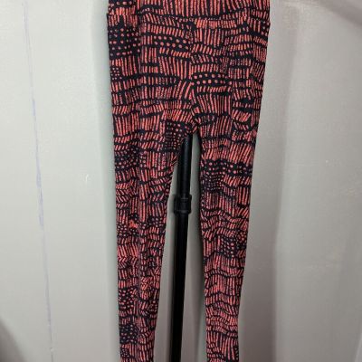 LuLaRoe One Size Leggings Black Salmon Stripes Dots Hidden Unicorn 27