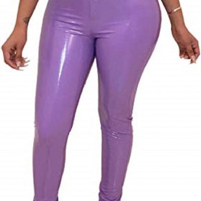 Leather Pants Women Winter PU Faux Leather Leggings for Women Fleece Lining High