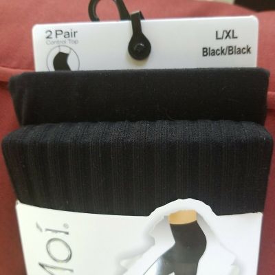 MeMoi Legwear Tights 2 Pair Opaque Black Black L/XL NWT$24