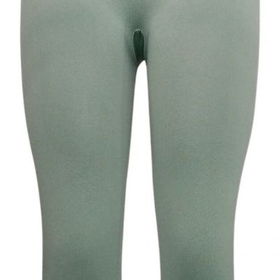 Breezies Tummy Smoothing Seamless  Cropped Leggings Women's Sz M Green