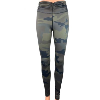 Carbon 38 Green Camo Low Rise Ruched Yoga Workout Athletic Leggings Pant Size S