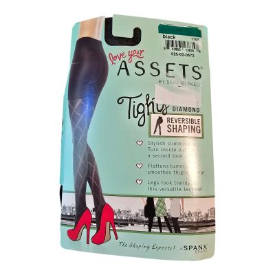 Spanx Love Your Assets Tights Size 3 Black Flipside Diamond Reversible Shaping