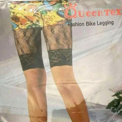 Black Bike Leggings Footless Sheer Fishnet Mesh Club Dance Wear S M L Queen-Tex