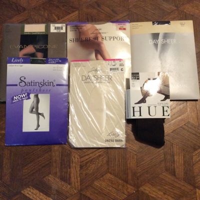 Lot Of 5 Vintage Sheer Control Top Pantyhose Queen 3 4 Hue Tights