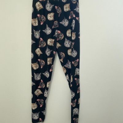 Eevee Leggings Women's Black Cat Print Polyester Stretch High-Waisted Plus Size
