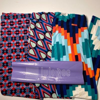 LuLaRoe 3 Pairs Long & Curvy One Size Multicolor Ankle Buttery Soft Leggings