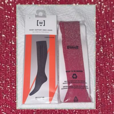 Support Knee High S Wolford  pink/silver love potion  compression Stock Glitter