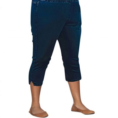 On The Plus Side plus size premium denim high rise crop jegging in Dark Wash