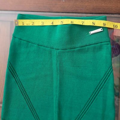 Maniere De Voir Women's Hight Waist Knitted Spiral Contour Leggings Green XS