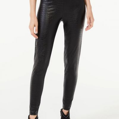 Scoop Women's Faux Leather Embossed Black Croc Leggings Size M(8-10)