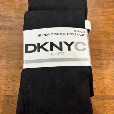 DKNY WOMEN'S Opaque Control Top Tights 2-Pack(BLACK SMALL)NWT